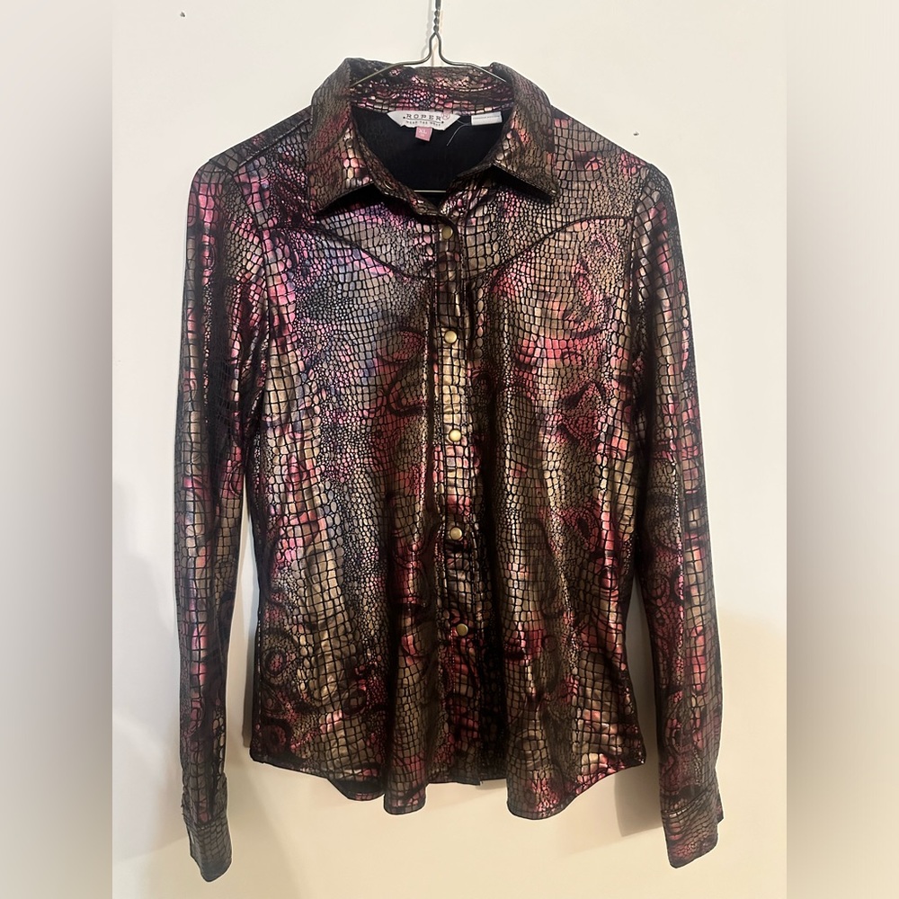 Roper stretchy button down youth girls shirt